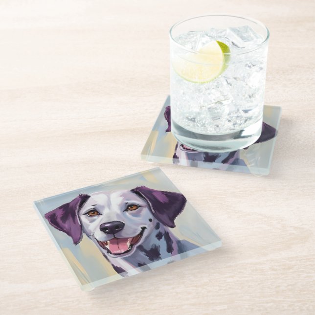 Dalmatian | Dog Watercolor Pet Painting Glass Coaster (Angled)