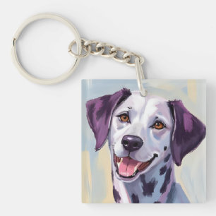 Dalmatian Dog Watercolor Pet Painting Key Ring