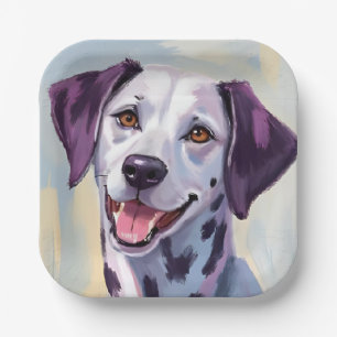 Dalmatian   Dog Watercolor Pet Painting Paper Plate