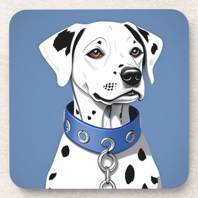 Dalmatian Dog Wearing a Blue Collar Coaster (Front)