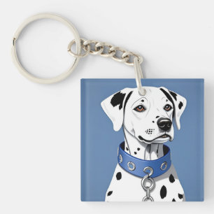 Dalmatian Dog Wearing a Blue Collar Key Ring