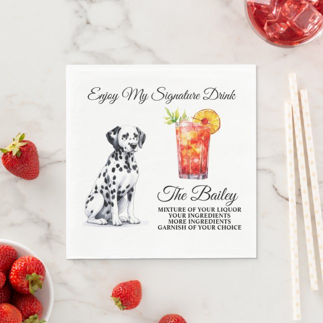 Dalmatian Dog Wedding Napkins with Signature Drink (Insitu)