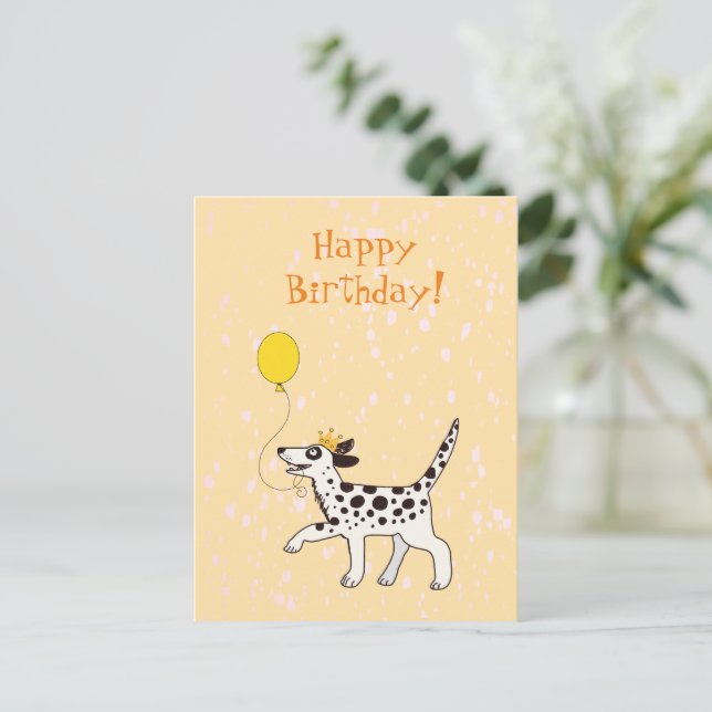 Dalmatian dog wishes happy birthday thank you card (Standing Front)
