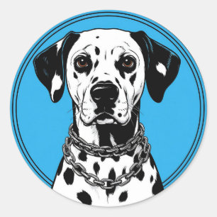 Dalmatian Dog With Chain Collar Classic Round Sticker