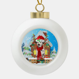 Dalmatian dog with Christmas gifts Ceramic Ball Christmas Ornament