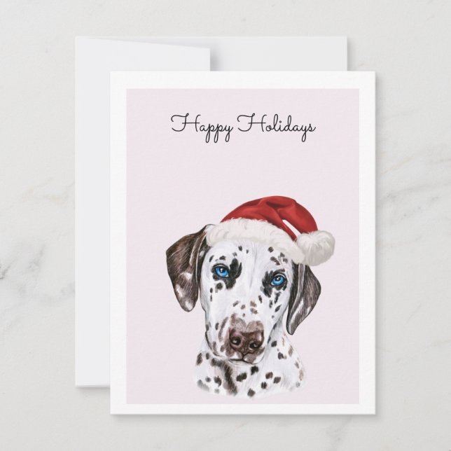 Dalmatian Dog with Santa Hat Card (Front)