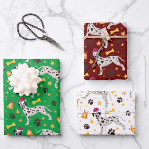 Dalmatian Dog With Santa Hat Christmas Wrapping Paper Sheet