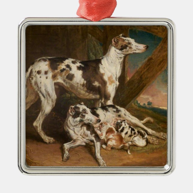 Dalmatian Dogs (by James Ward) Metal Tree Decoration (Front)