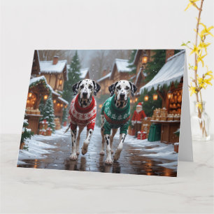 Dalmatian Dogs Christmas Snow Holiday Card