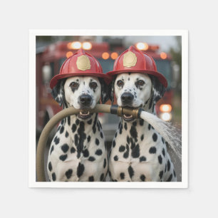 Dalmatian Dogs Holding a Fireman Hose Napkin