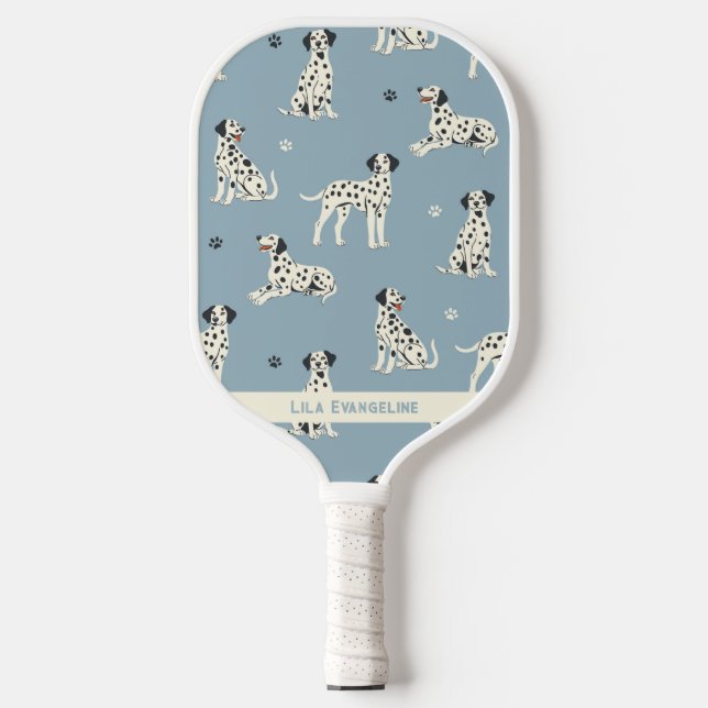 Dalmatian Dogs Lover Custom Name Pickleball Paddle (Front)