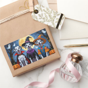 Dalmatian Dogs Pumpkin Halloween Funny Rectangular Sticker