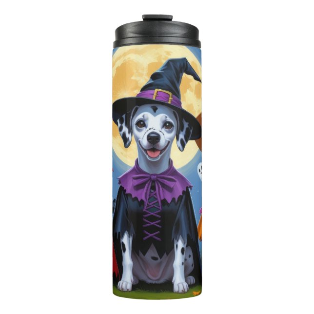 Dalmatian Dogs Pumpkin Halloween Funny Thermal Tumbler (Front)