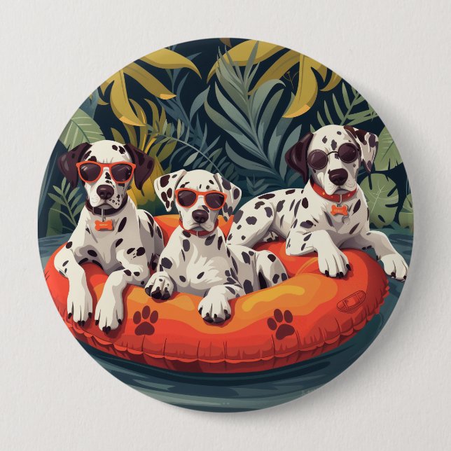 Dalmatian Dogs Summer Pineapple Pool Float 10 Cm Round Badge (Front)