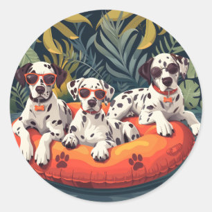 Dalmatian Dogs Summer Pineapple Pool Float Classic Round Sticker