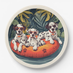 Dalmatian Dogs Summer Pineapple Pool Float Paper Plate