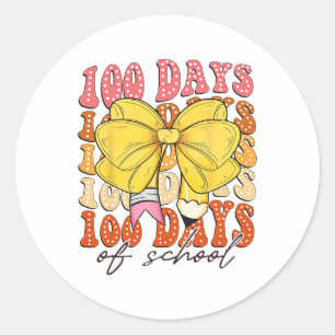 Dalmatian Dots Coquette Bow 100 Days Of School Pen Classic Round Sticker