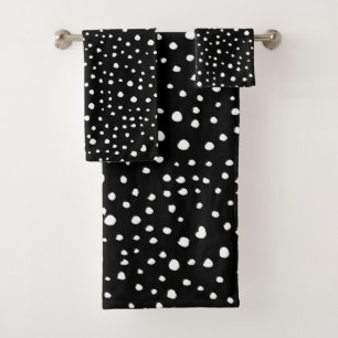 Dalmatian Dots, Dalmatian Spots, Black and White Bath Towel Set