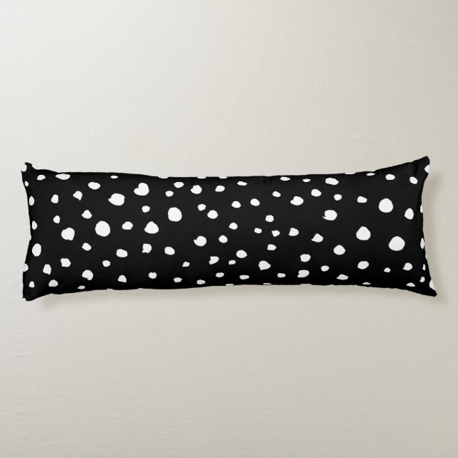 Dalmatian Dots, Dalmatian Spots, Black and White Body Cushion (Back)
