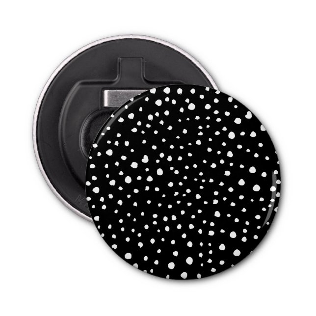 Dalmatian Dots, Dalmatian Spots, Black and White Bottle Opener (Front)