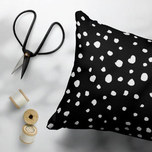 Dalmatian Dots, Dalmatian Spots, Black and White Decorative Cushion