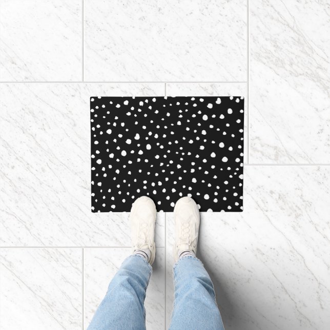 Dalmatian Dots, Dalmatian Spots, Black and White Doormat (Indoor)