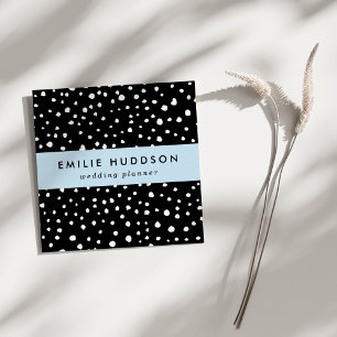 Dalmatian Dots, Dalmatian Spots, Black and White Square Business Card