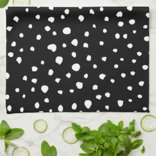 Dalmatian Dots, Dalmatian Spots, Black and White Tea Towel