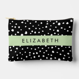 Dalmatian Dots, Spots, Black and White, Your Name Accessory Pouch