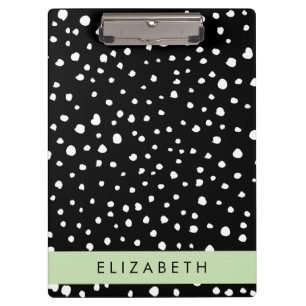 Dalmatian Dots, Spots, Black and White, Your Name Clipboard