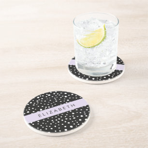 Dalmatian Dots, Spots, Black and White, Your Name Coaster