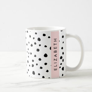 Dalmatian Dots, Spots, Black and White, Your Name Coffee Mug