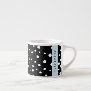 Dalmatian Dots, Spots, Black and White, Your Name Espresso Cup