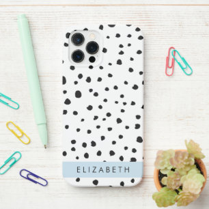 Dalmatian Dots, Spots, Black and White, Your Name iPhone 12 Pro Case