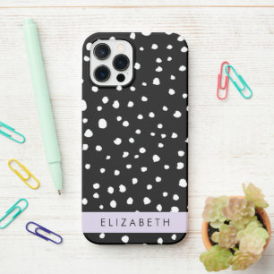 Dalmatian Dots, Spots, Black and White, Your Name iPhone 12 Pro Case