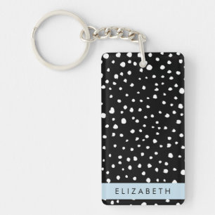 Dalmatian Dots, Spots, Black and White, Your Name Key Ring