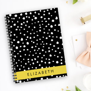Dalmatian Dots, Spots, Black and White, Your Name Notebook