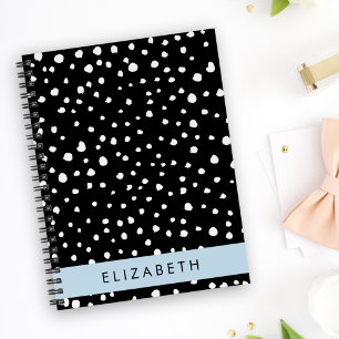 Dalmatian Dots, Spots, Black and White, Your Name Notebook