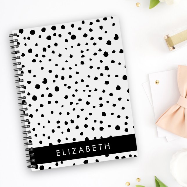 Dalmatian Dots, Spots, Black and White, Your Name Planner (Creator Uploaded)