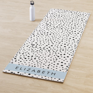 Dalmatian Dots, Spots, Black and White, Your Name Yoga Mat