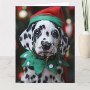 Dalmatian Elf Puppy Christmas Card