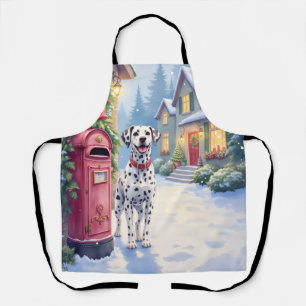 Dalmatian Festive Mailbox Christmas Art Apron