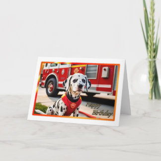 Dalmatian Fire Dog Boy's Birthday Card