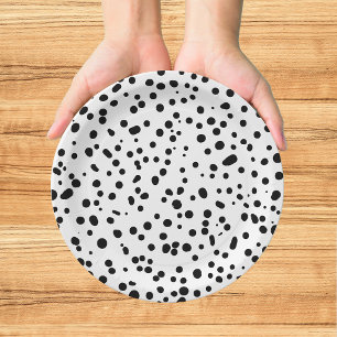 Dalmatian Firefighter Black White Birthday Paper Plate