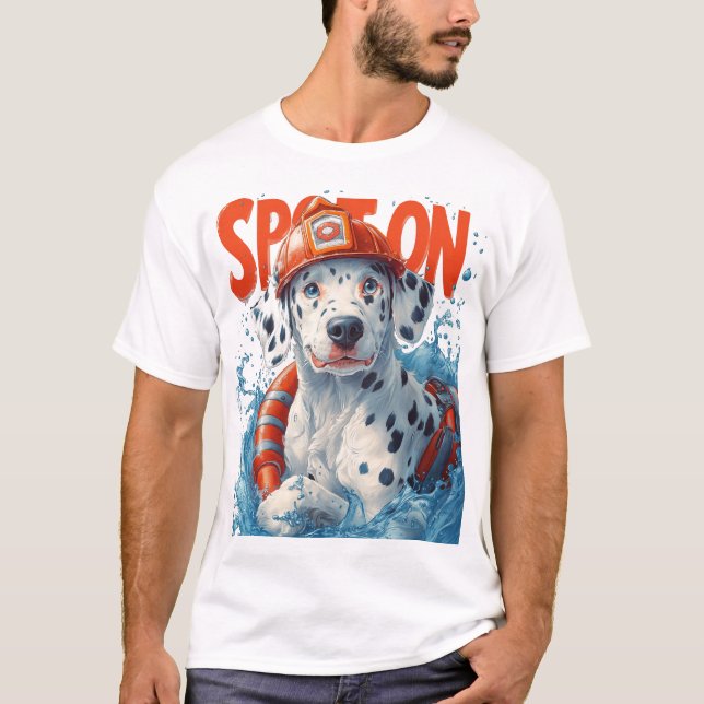 Dalmatian Firefighter - Spot On Design T-Shirt (Front)