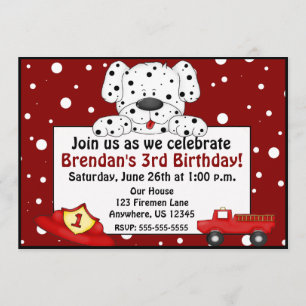 Dalmatian Fireman Birthday Invitation
