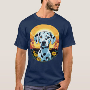 Dalmatian Flower Sunset Cute Colourful Puppy Dog T-Shirt