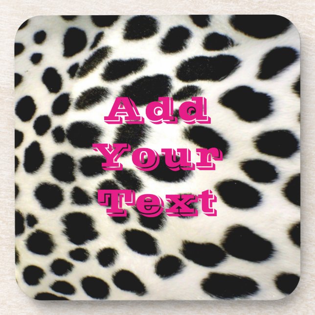 Dalmatian Fur Customise Texture Black and White Coaster (Front)