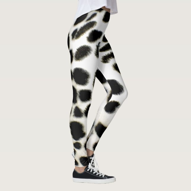 Dalmatian Fur Customise Texture Black and White Leggings (Right)