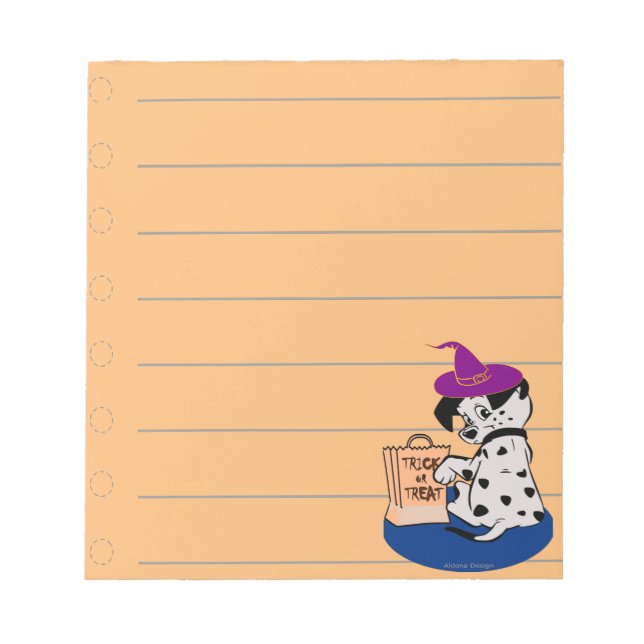 Dalmatian Goes Trick or Treat  Notepad (Front)